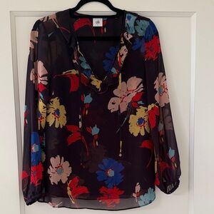 CAbi Vibrant Floral Sheer Blouse